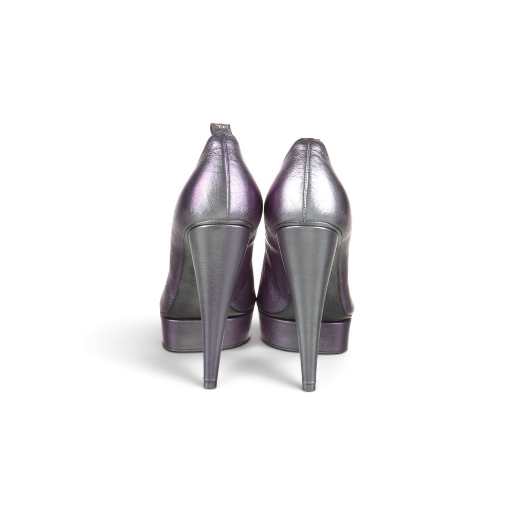 Tom Ford Ombré Metallic Leather Platform Pumps Purple Silver EU 37 US 7 - Picture 10 of 12